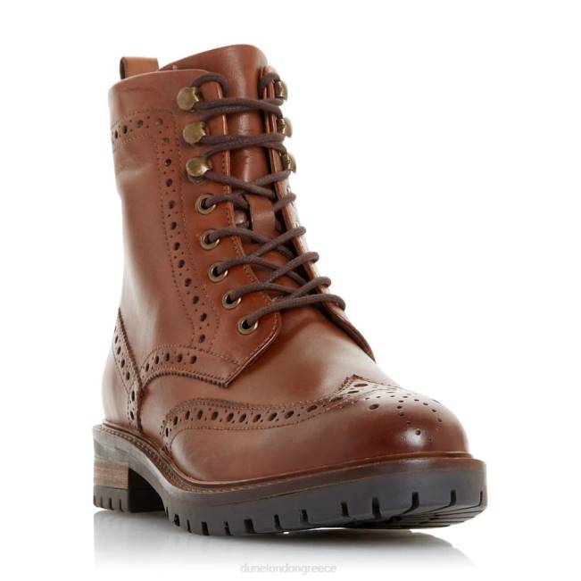 Dune London βυρσοδέψω γυναίκες μποτάκια με λεπτομέρεια brogue με κορδόνια J84Z663 καθαρώς