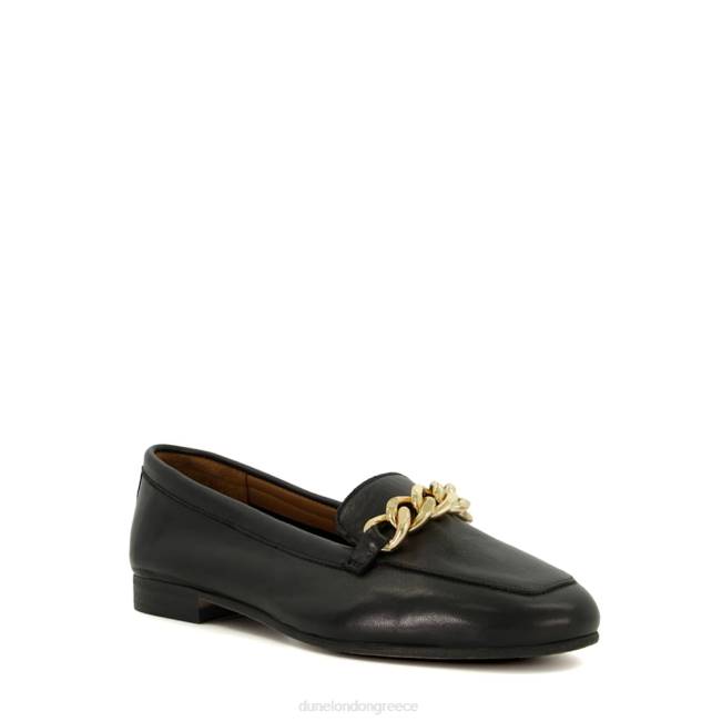 Dune London μαύρος γυναίκες δερμάτινα loafers με φαρδιά αλυσίδα J84Z148 χρυσοχόος