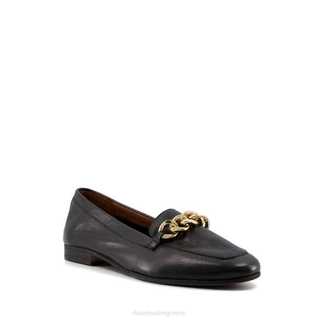 Dune London μαύρος γυναίκες δερμάτινα loafers με αλυσίδα J84Z348 χρυσοχόος
