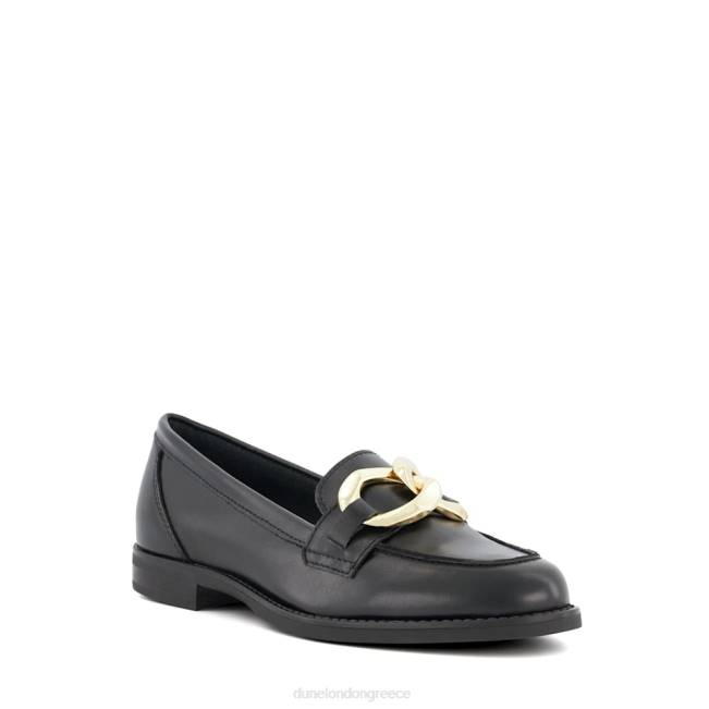 Dune London μαύρος γυναίκες δερμάτινα loafers με αλυσίδα J84Z46 θεά