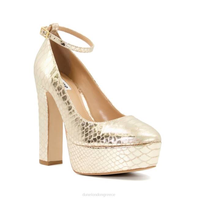 Dune London χρυσός γυναίκες γήπεδα πλατφόρμας με λουράκι αστράγαλο από μεταλλικό δέρμα J84Z268 καλλιτέχνης