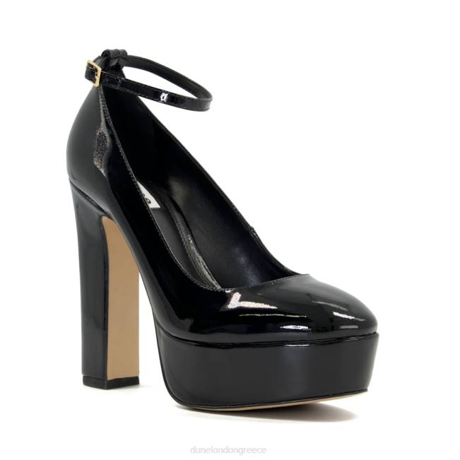 Dune London μαύρος γυναίκες γήπεδα πλατφόρμας με λουράκι αστραγάλου-λουστρίνι J84Z491 καλλιτέχνης