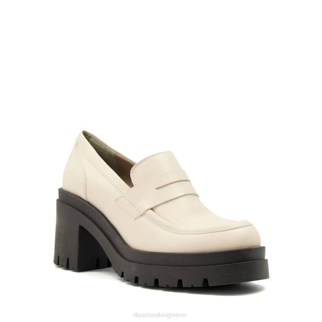 Dune London εκρού γυναίκες δερμάτινα μπλοκ με τακούνι loafers J84Z272 γειωμένος