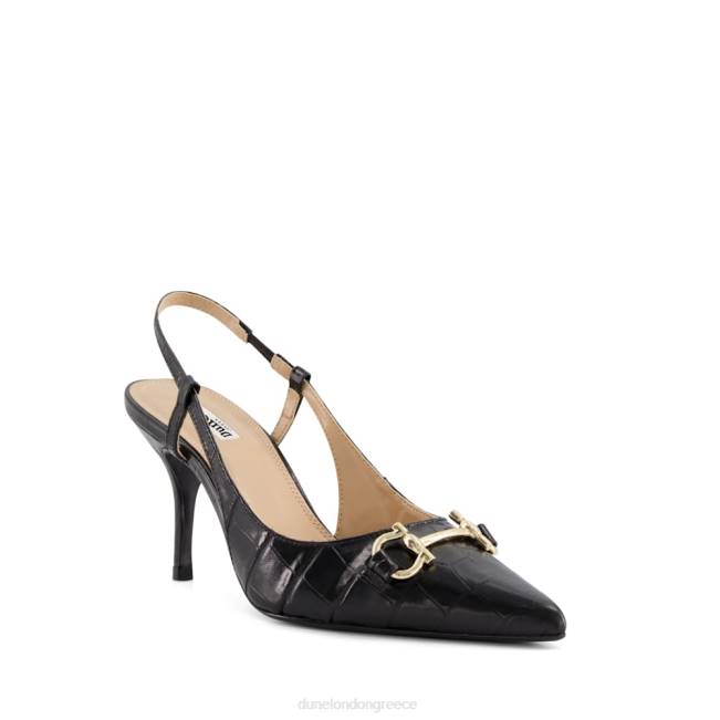 Dune London μαύρος γυναίκες Δερμάτινα γήπεδα slingback με εφέ κροκ J84Z509 Κάντε κλικ