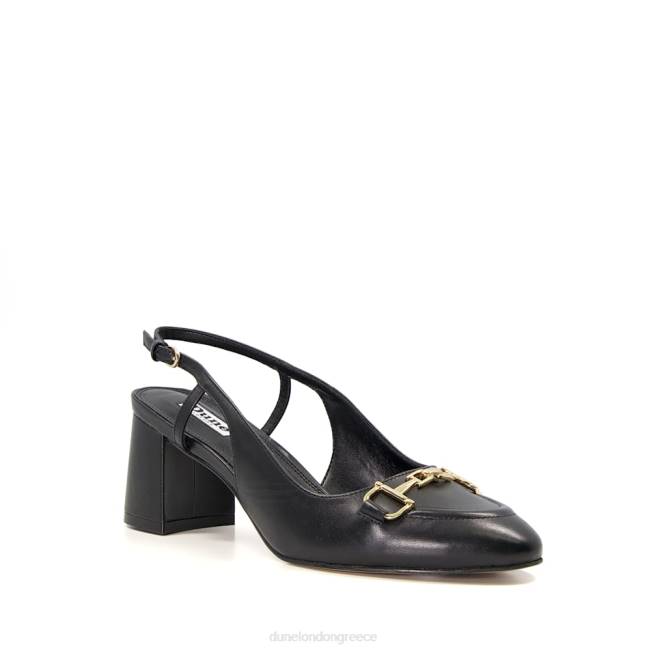 Dune London μαύρος γυναίκες δερμάτινα slingback παπούτσια snaffle-trim J84Z558 κασσίδι