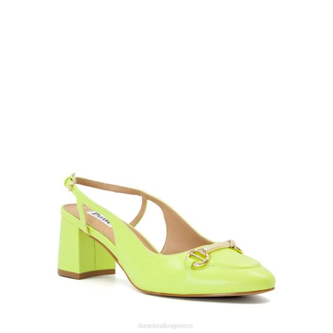 Dune London πράσινο ασβέστη γυναίκες Δερμάτινα γήπεδα μπλοκ με τακούνι snaffle-trim J84Z67 κασσυ