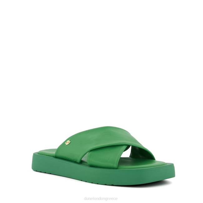 Dune London πράσινος γυναίκες δερμάτινα φλατ σανδάλια J84Z50 υγρό