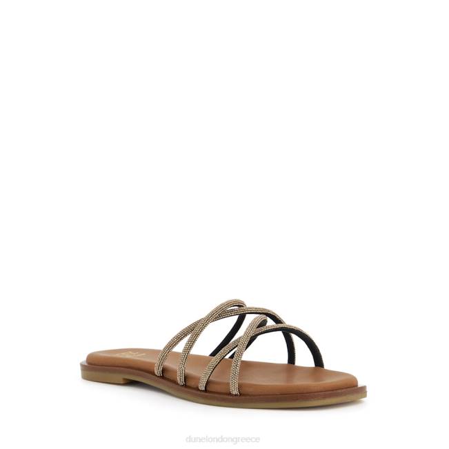 Dune London μπρούντζος γυναίκες flat σανδάλια diamante-crossover-strap J84Z24 lilybet