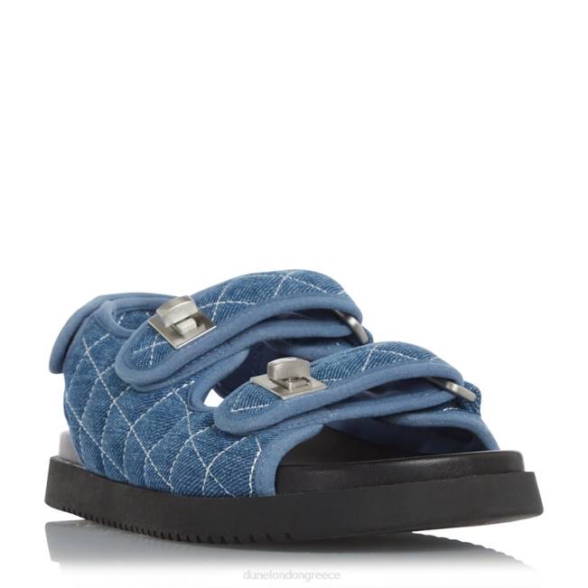 Dune London μπλε γυναίκες φλατ σανδάλια με διπλό λουράκι turn lock J84Z416 lockstockk