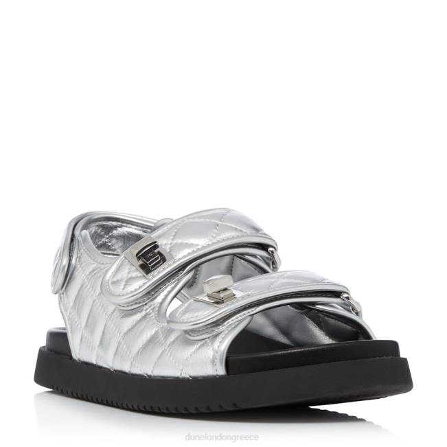 Dune London ασήμι γυναίκες φλατ σανδάλια με διπλό λουράκι turn lock J84Z428 lockstockk