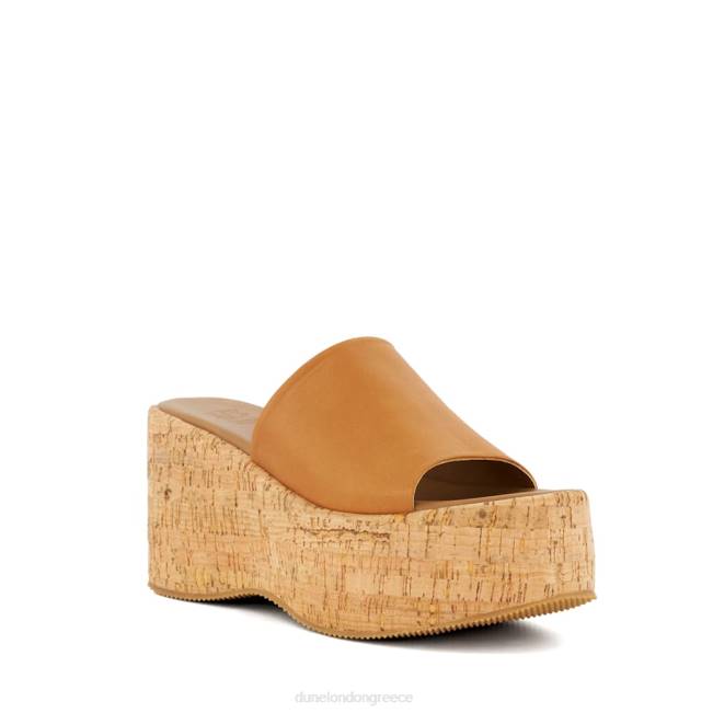 Dune London βυρσοδέψω γυναίκες Δερμάτινα σανδάλια από φελλό J84Z38 κιόν