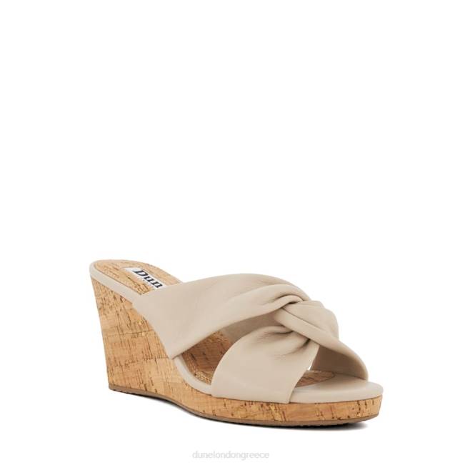 Dune London εκρού γυναίκες κόμπος-λεπτομέρεια-δερμάτινα σανδάλια φελλού-σφήνα J84Z403 kacee