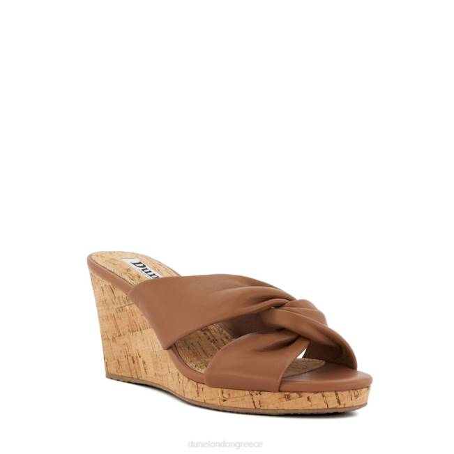 Dune London βυρσοδέψω γυναίκες κόμπος-λεπτομέρεια-δερμάτινα σανδάλια φελλού-σφήνα J84Z404 kacee