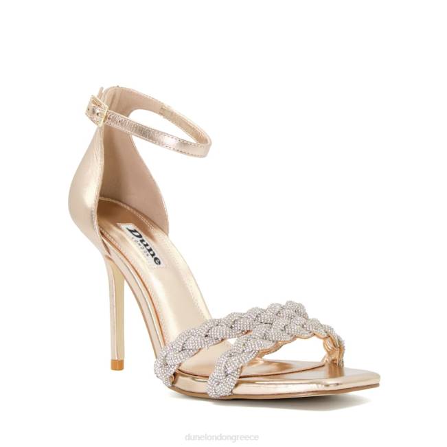 Dune London ροζ χρυσός γυναίκες Μεταλλικά πέδιλα με τακούνι με λουράκι J84Z550 μελωδικός