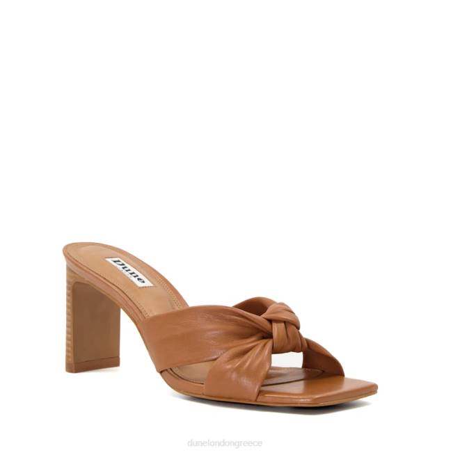 Dune London βυρσοδέψω γυναίκες δερμάτινα mules με ανοιχτή μύτη με κόμπο J84Z201 αραβόσιτος