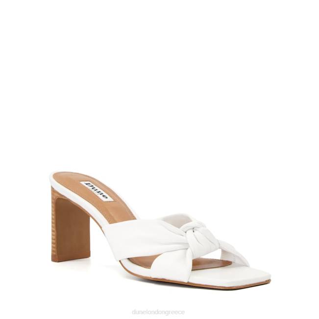 Dune London άσπρο γυναίκες δερμάτινα mules με ανοιχτή μύτη με κόμπο J84Z480 αραβόσιτος