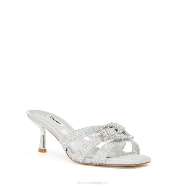 Dune London ασήμι γυναίκες επώνυμα mules με μεταλλικό τακούνι diamante J84Z232 τσιφλίκι