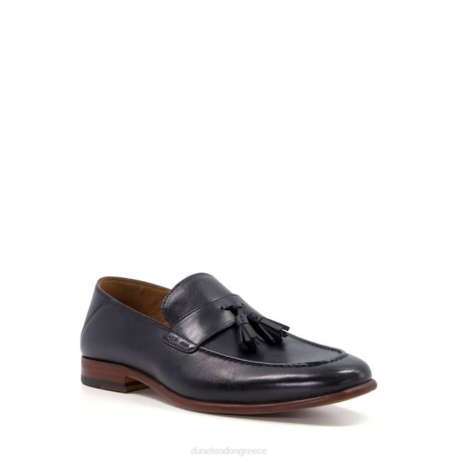 Dune London μαύρος άνδρες δερμάτινα loafers με φούντα J84Z733 υποστήριξη