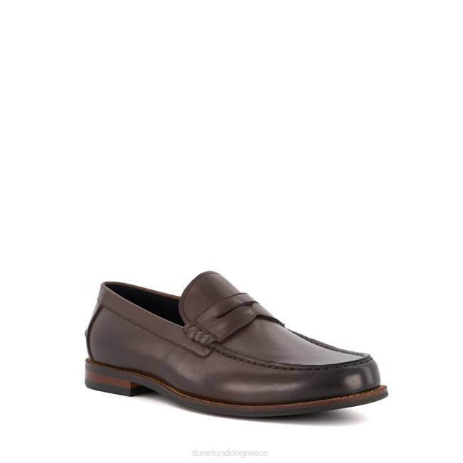 Dune London καφέ άνδρες δερμάτινα loafers με επένδυση penny J84Z689 Σαμψών