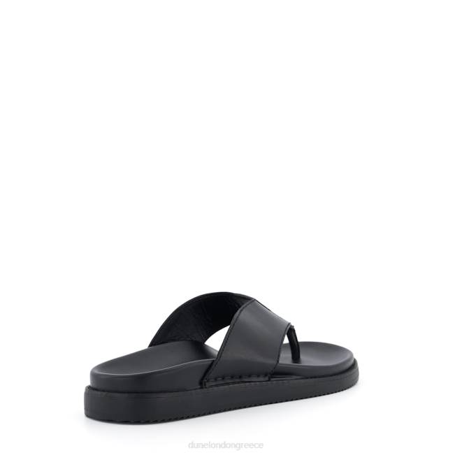 Dune London μαύρος άνδρες δερμάτινα πέδιλα toe-post J84Z686 ειδωλολάζω