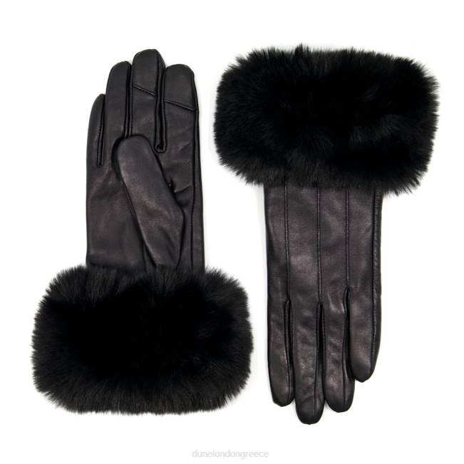 Dune London μαύρος γυναίκες δερμάτινα γάντια από συνθετική γούνα J84Z283 islington